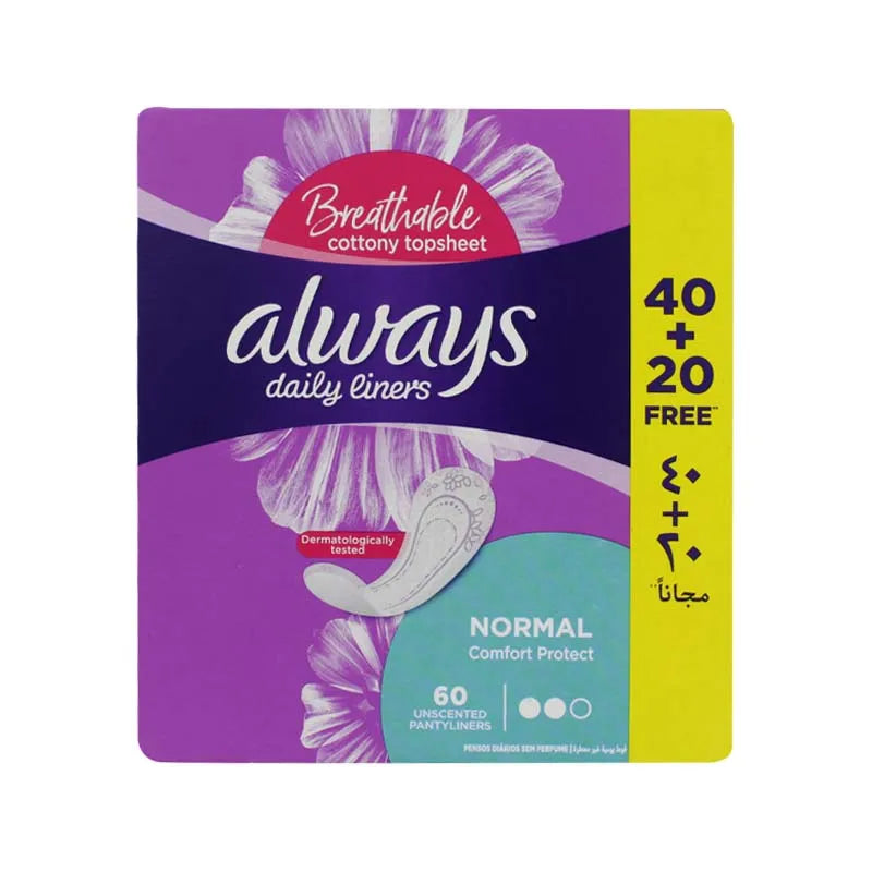 Always Dailies Comfort Liners Normal 60S (Pack of 6)