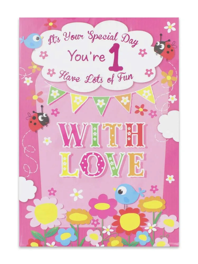 Girl Age 1 Birthday Card (Pack of 12)