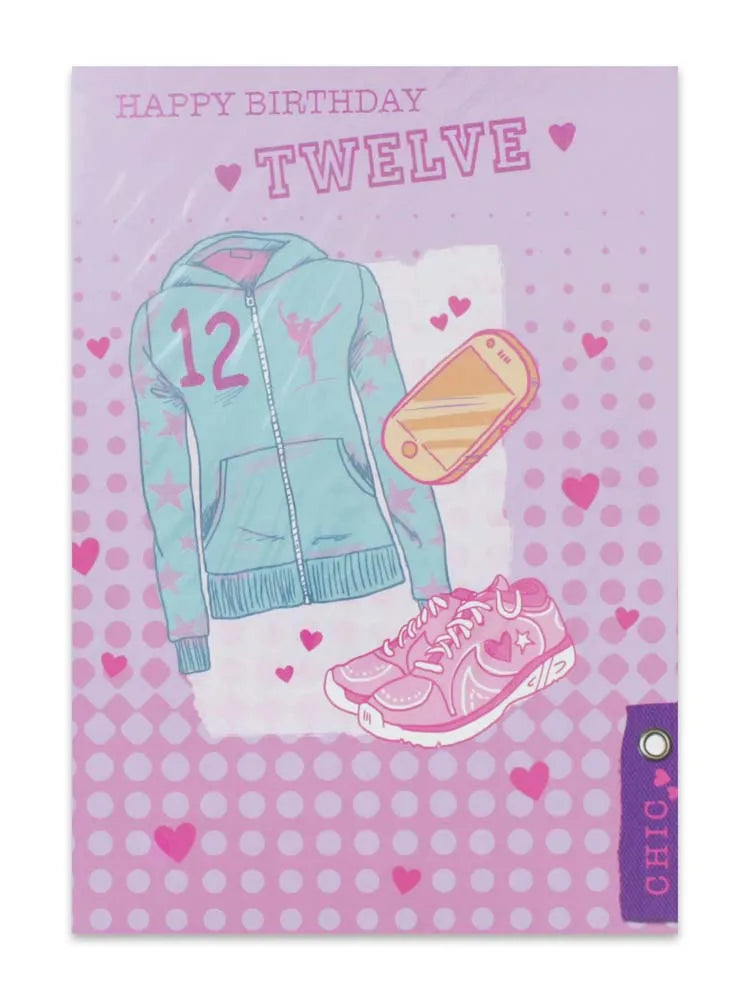 Girl Age 12 Birthday Card (Pack of 12)