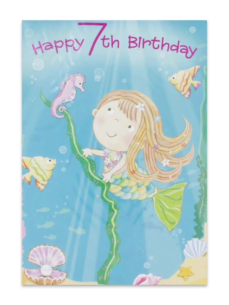 Girl Age 7 Birthday Card (Pack of 12)