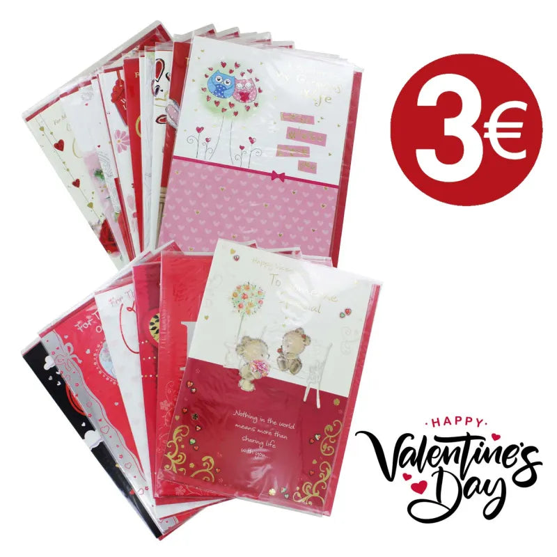 Valentines Cards €3 Retail (Pack of 12)