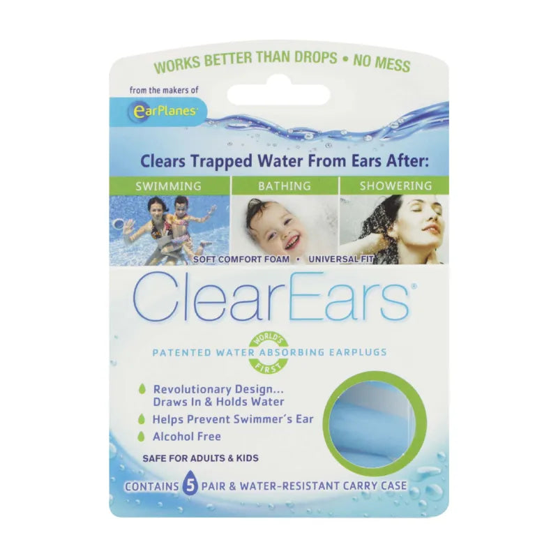 Clear Ears Water Absorbing Ear Plugs (Pack of 3)