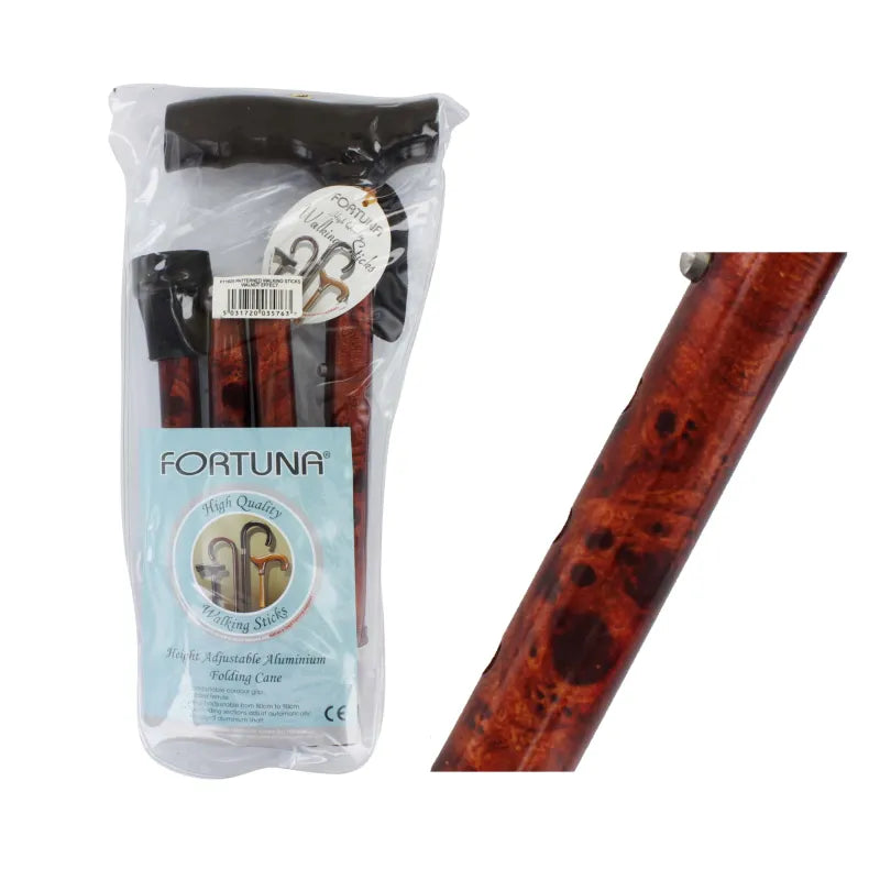 Walnut Effect Folding Walking Stick - sold individually
