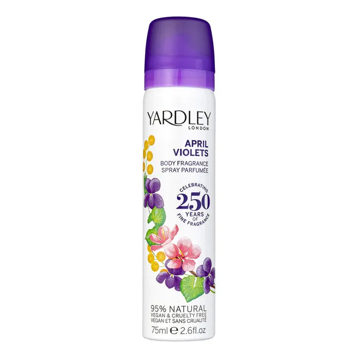 Yardley April Violets Body Spray 75ML (Pack of 6)