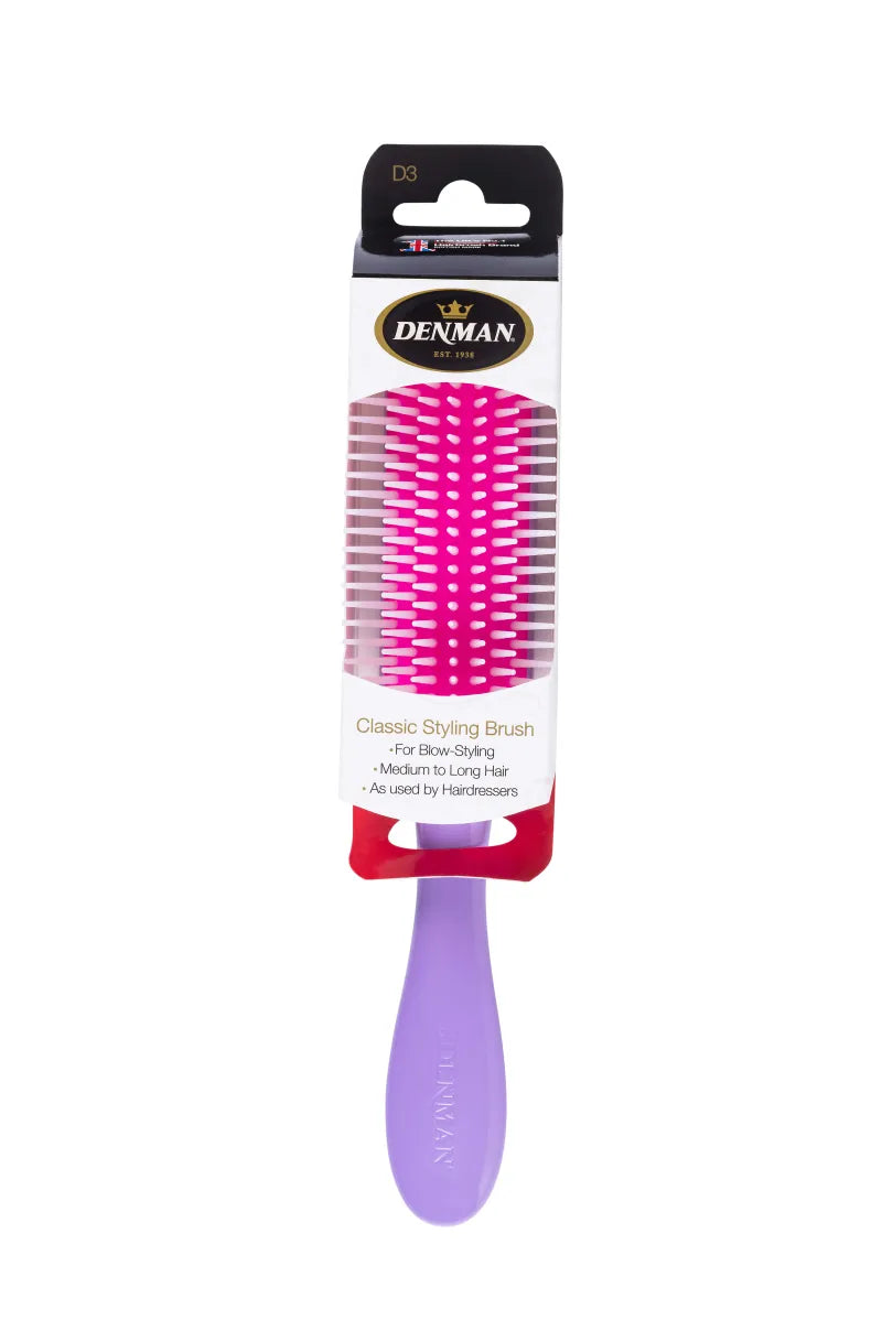 D3 Denman 7 Row Brush African Voilet (Pack of 4)