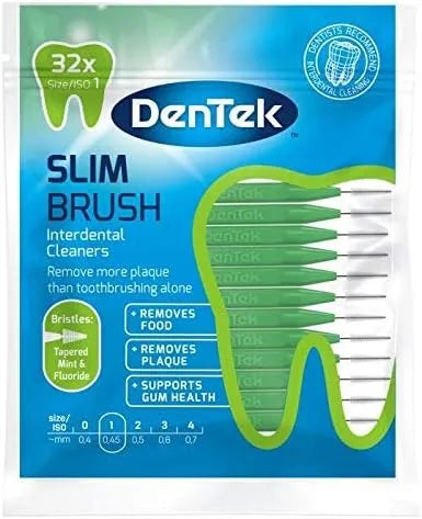 Dentek Green Interdental Slim Brushes Tapered Mint (Pack of 6)
