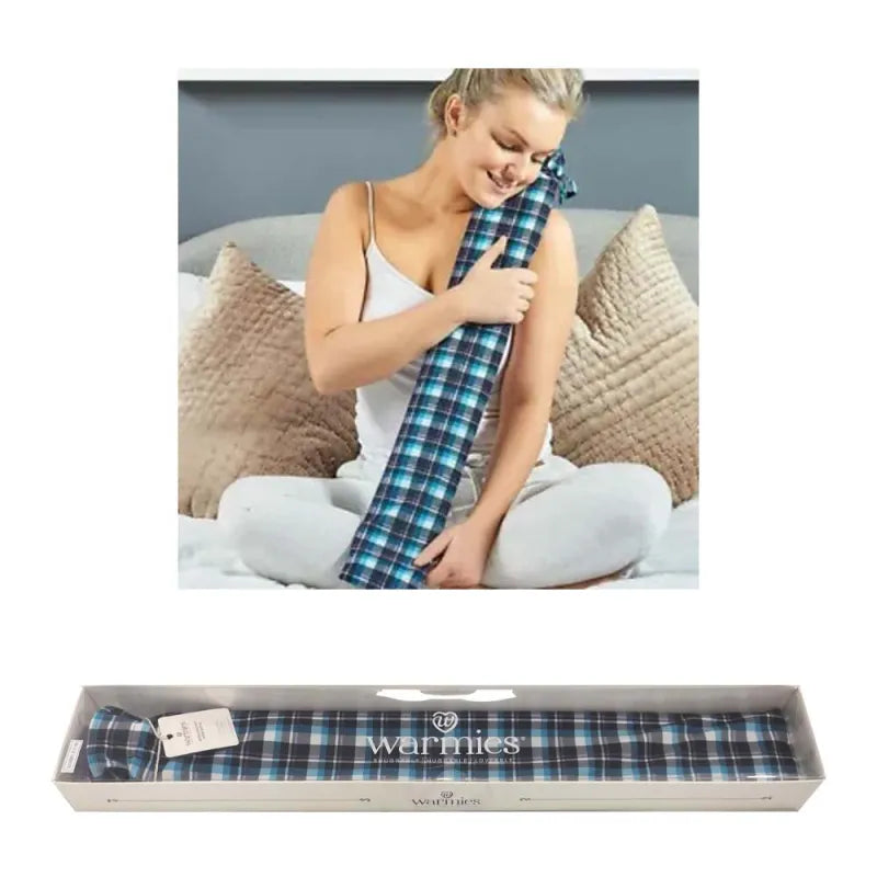Bot-Tar-1 Warmies Long Hot Water Bottle Blue Tartan Boxed (Pack of 3)