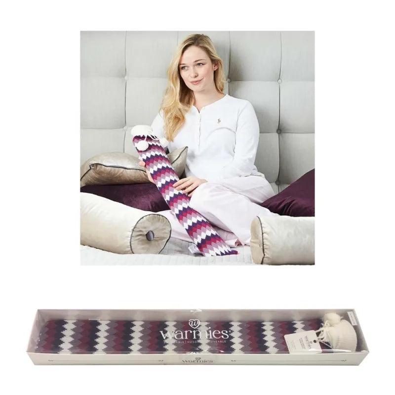 Bot-Pur-1 Warmies Long Hot Water Bottle Purple Chevron Boxed (Pack of 3)