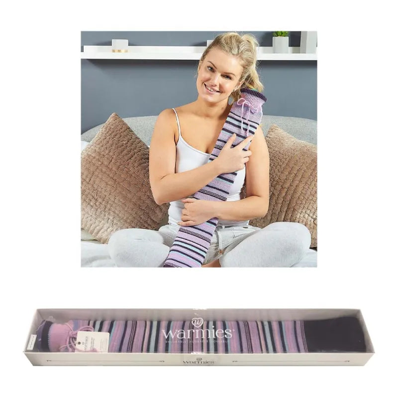 Bot-Str-2 Warmies Long Hot Water Bottle Purple Striped Boxed (Pack of 3)
