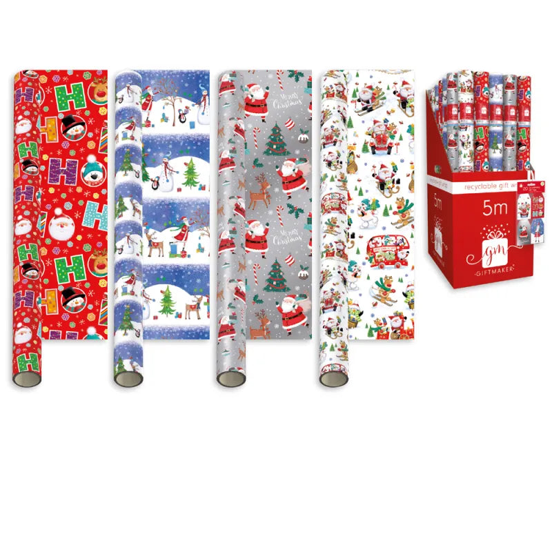 Giftmaker Xmas Wrapping Paper Rol 4M Disp X 50 (Xaqgw106) (Pack of 50)