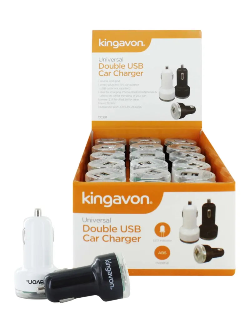 Kingavon Universal Double Usb Car Charger X 18 (Pack of 18)