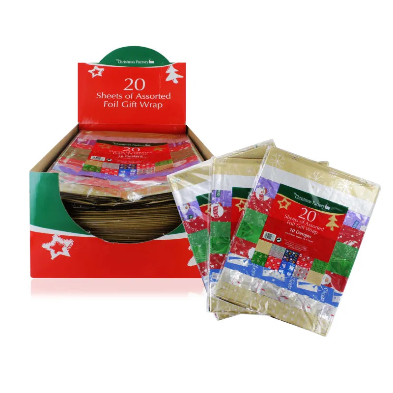 Xmas Factory 20 Sheets Wrapping Paper (Pack of 12)