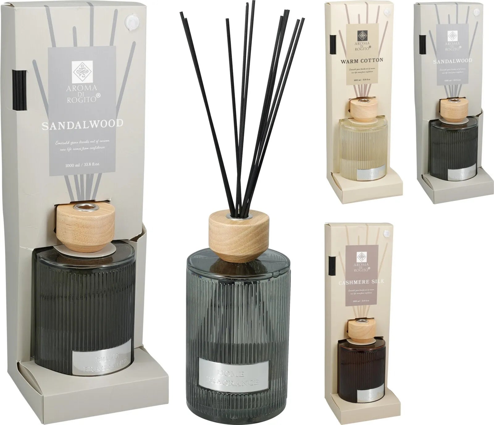 Aroma Di Rogito Diffuser 1000ML 4 Assorted 466000350 Wooden Cap (Pack of 4)