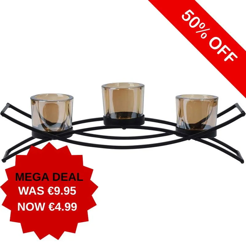 Akf000665 Tealight Holder Wave 3Pc 35Cm***Special 26 (Pack of 12)
