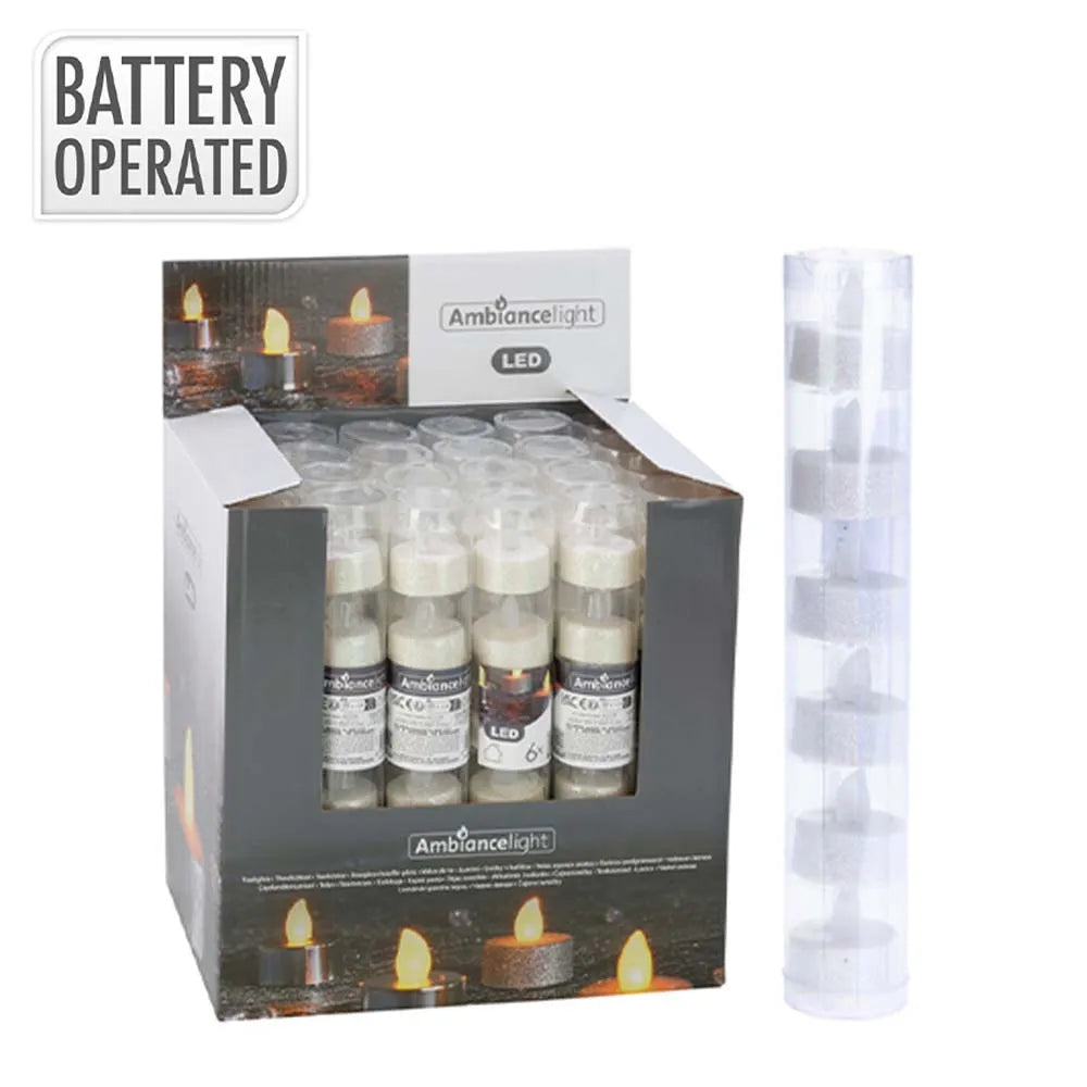 Ax5990640 Tealight LED White Glitt 6Pce Disp X24 (Pack of 24)