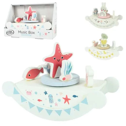 Wooden Music Box Carousel 17Cm (Pack of 6)