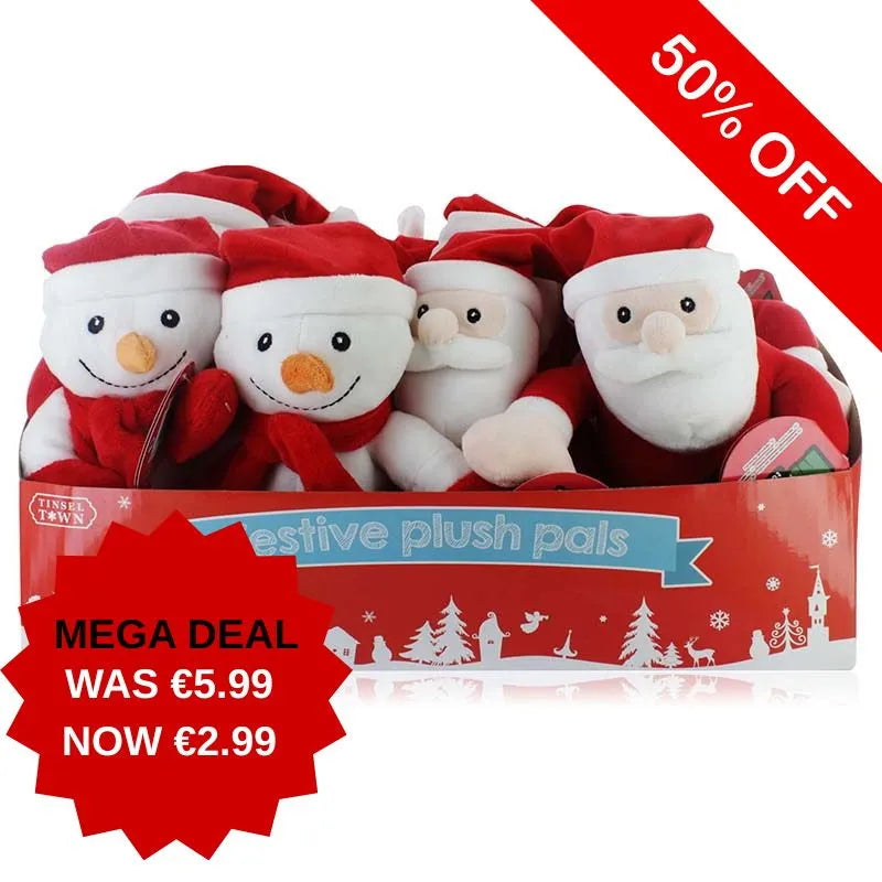 R01-1735 Xmas Snowman/Santa Cuddly Disp X12 (Pack of 12)