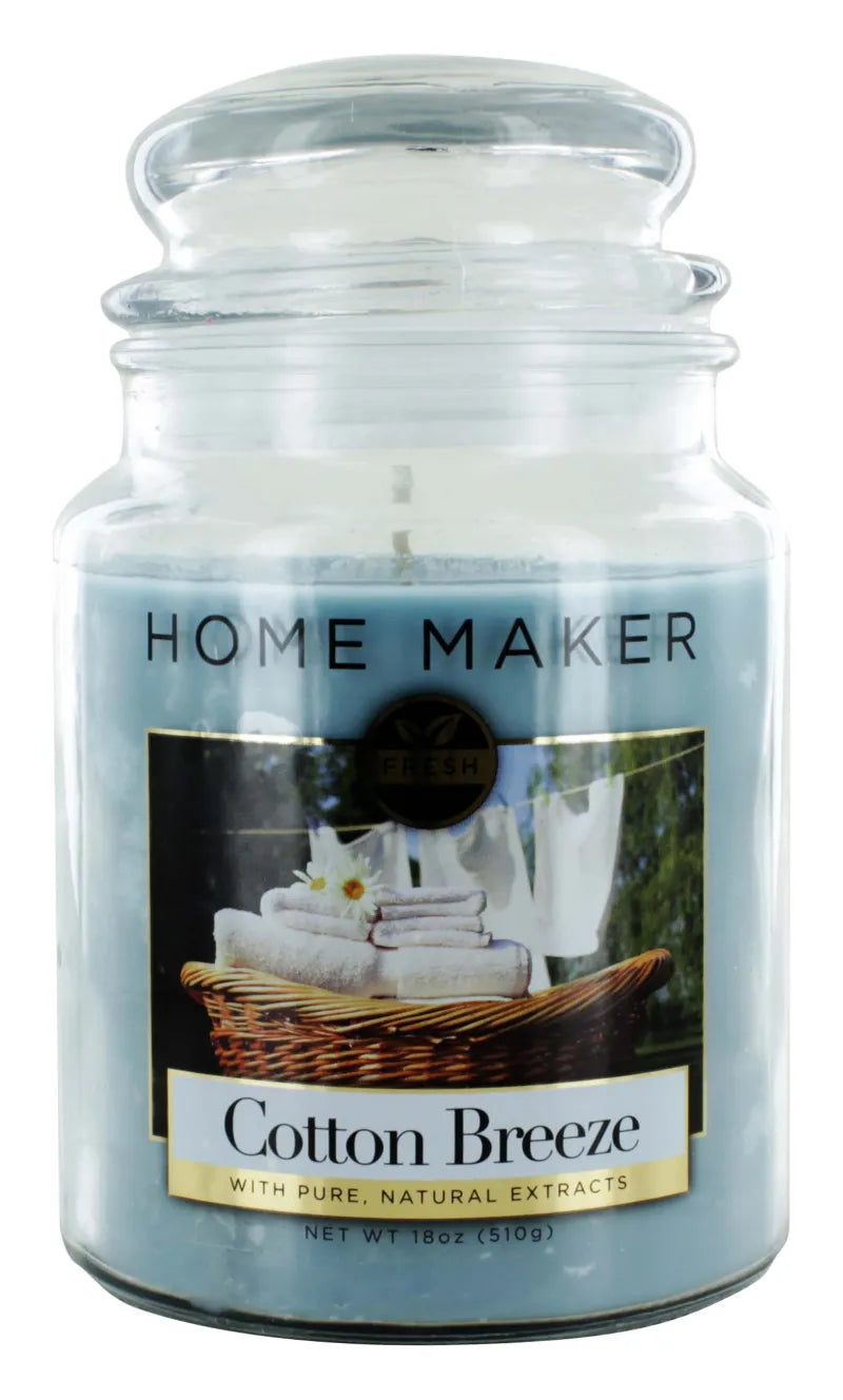 Home Maker 18Oz Glass Candle Cotton Breeze X6 (Pack of 6)