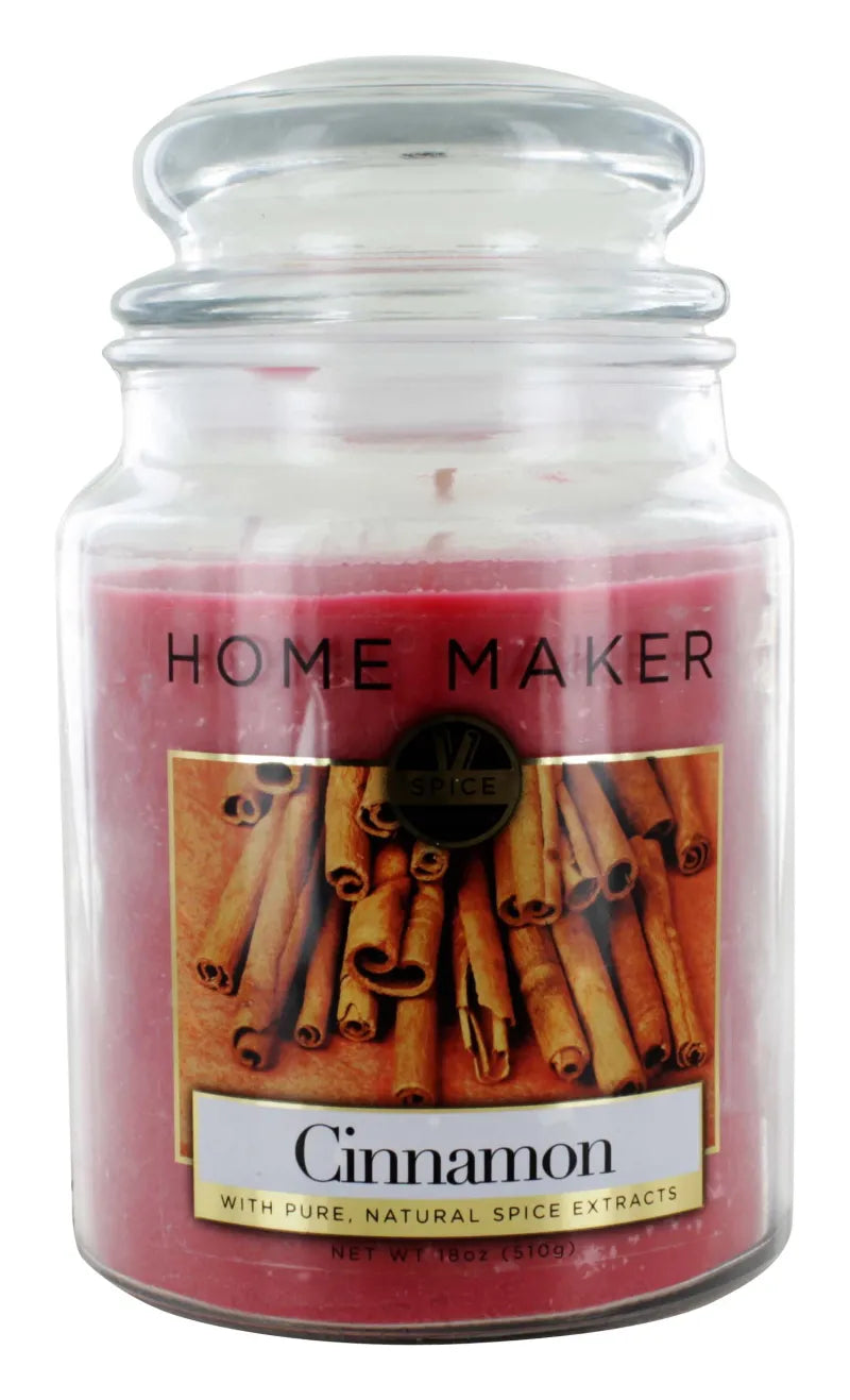 Home Maker 18Oz Glass Candle Cinnamon X6 (Pack of 6)