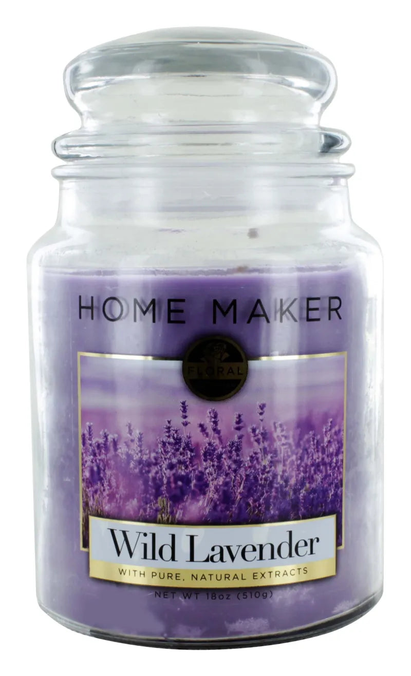 Home Maker 18Oz Glass Candle Wild Lavender X6 (Pack of 6)