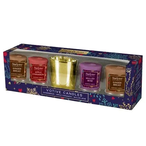 90641 Starlytes Christmas 4PK Votive & Holder (Pack of 6)