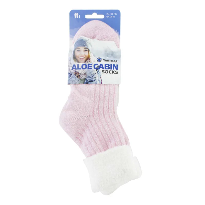 Yaktrax Cabin Socks Pink/White (Pack of 6)