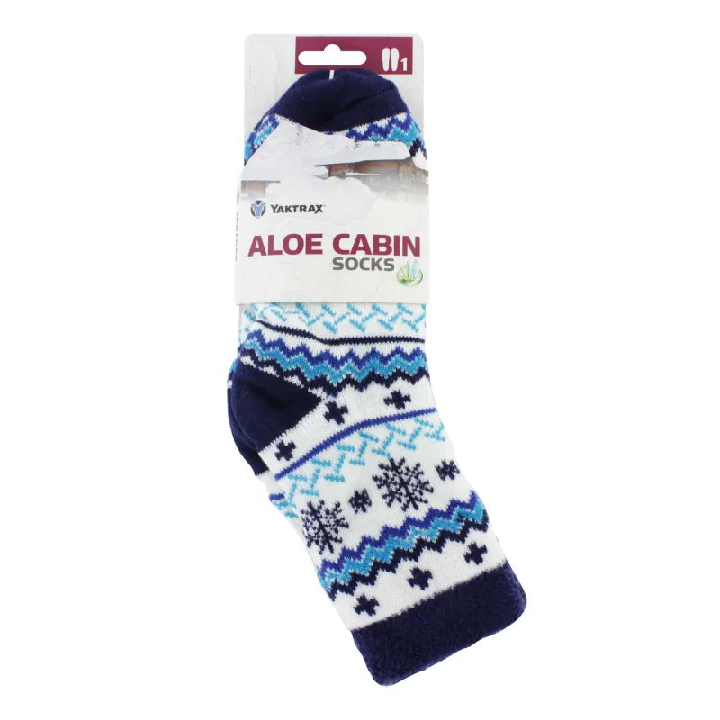Yaktrax Cabin Socks Blue White Design (Pack of 6)