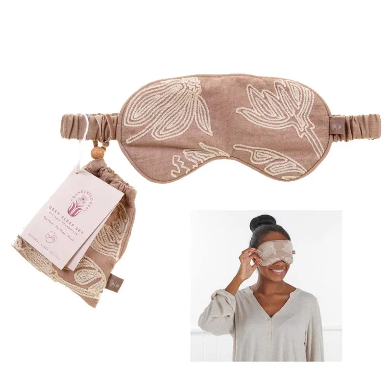 Wanderflower Linen Floral Eye Mask & Earplug Set (Pack of 6)
