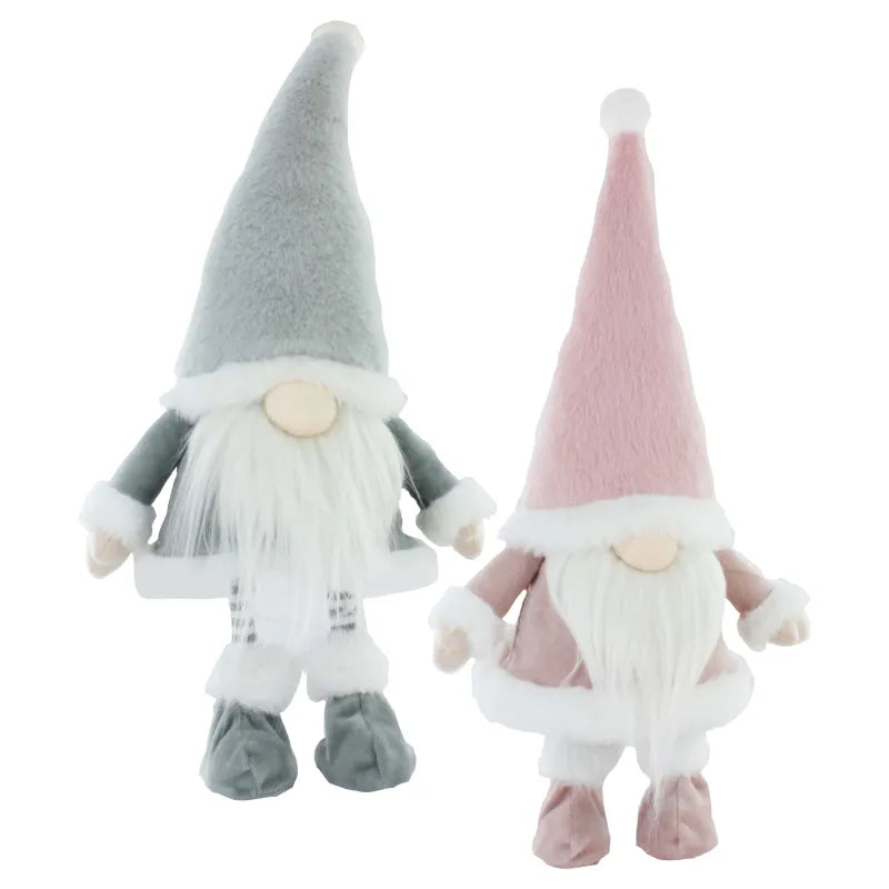 2401029-3 Grey/Pink Gnome Santa H43Cm (Pack of 3)