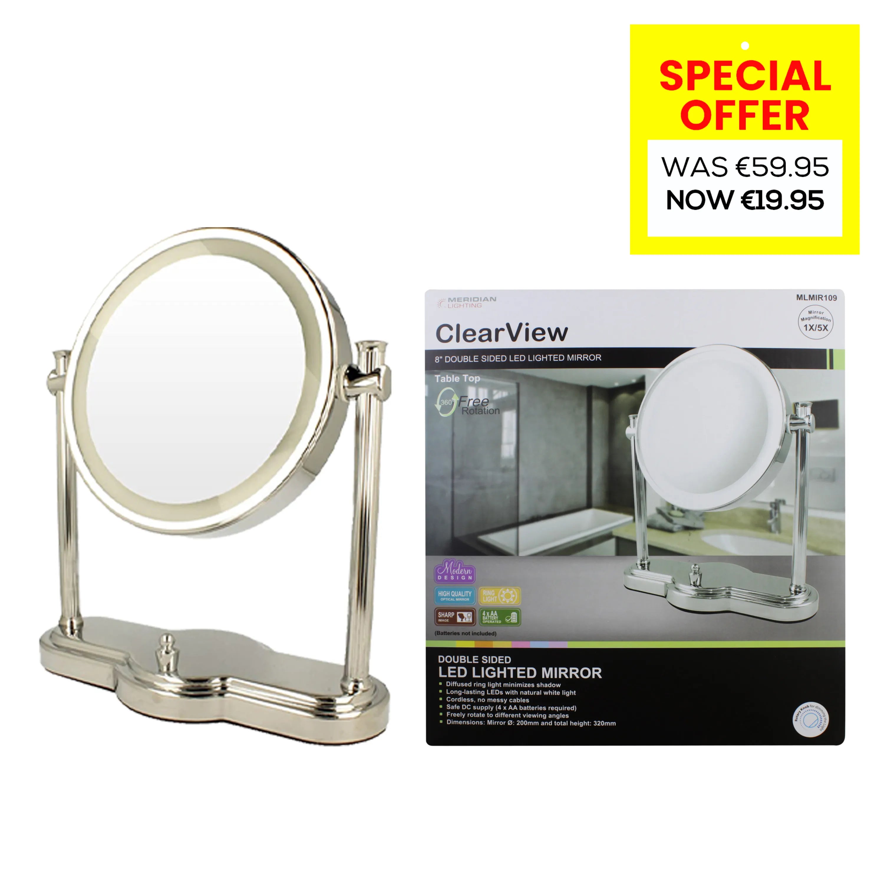 Clear View 8" LED Make Up Mirror MLmir109***Special 26 (Pack of 3)