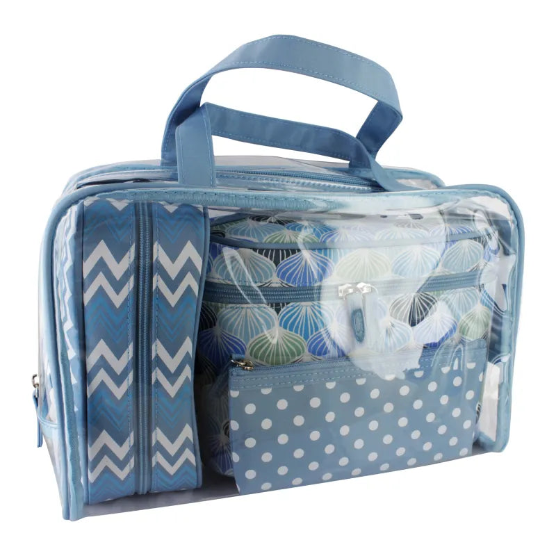 Blue 4Pce Toilet Bag Set (Pack of 3)