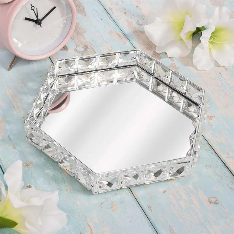 Lp47997 Silver Mirror Crystal Tray 22.5Cm (Pack of 3)