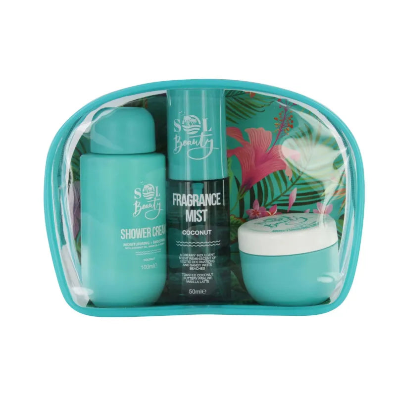 Sol Beauty Blue Cosmetic Bag Coconut X 6 (Pack of 6)