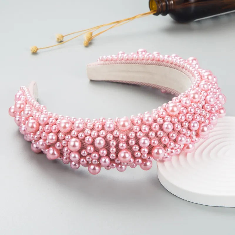 Pink Pearl Bead Deluxe H/Band (Pack of 6)