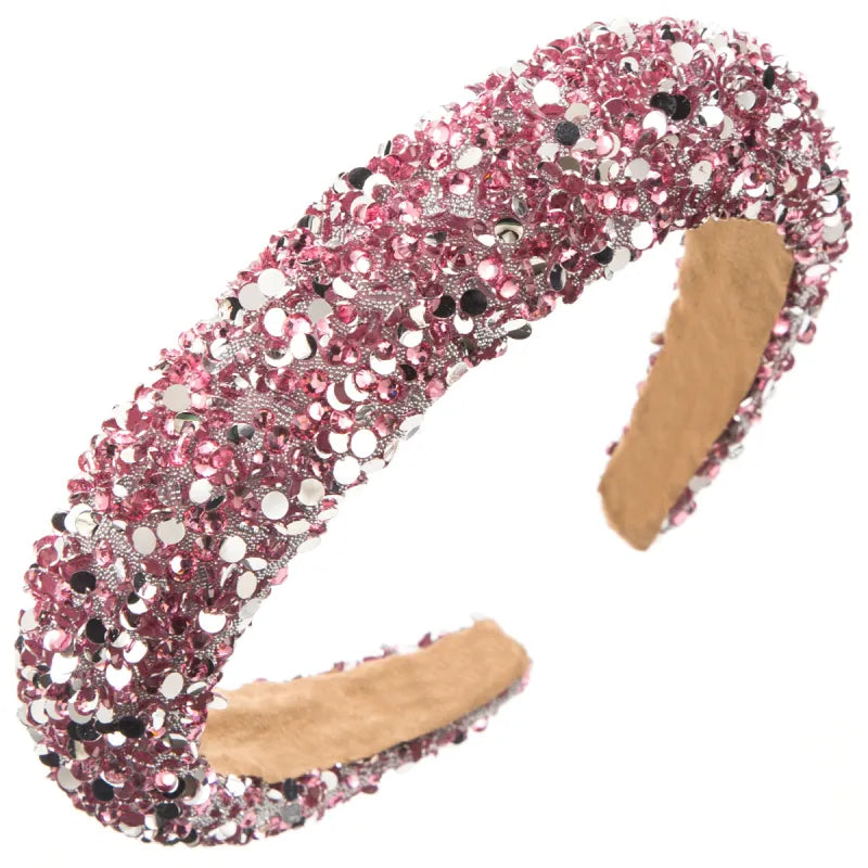 Pink Crystal Silver Sequin H/Band (Pack of 6)