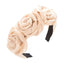 3 Rose Satin H/Band Ivory (Pack of 6)