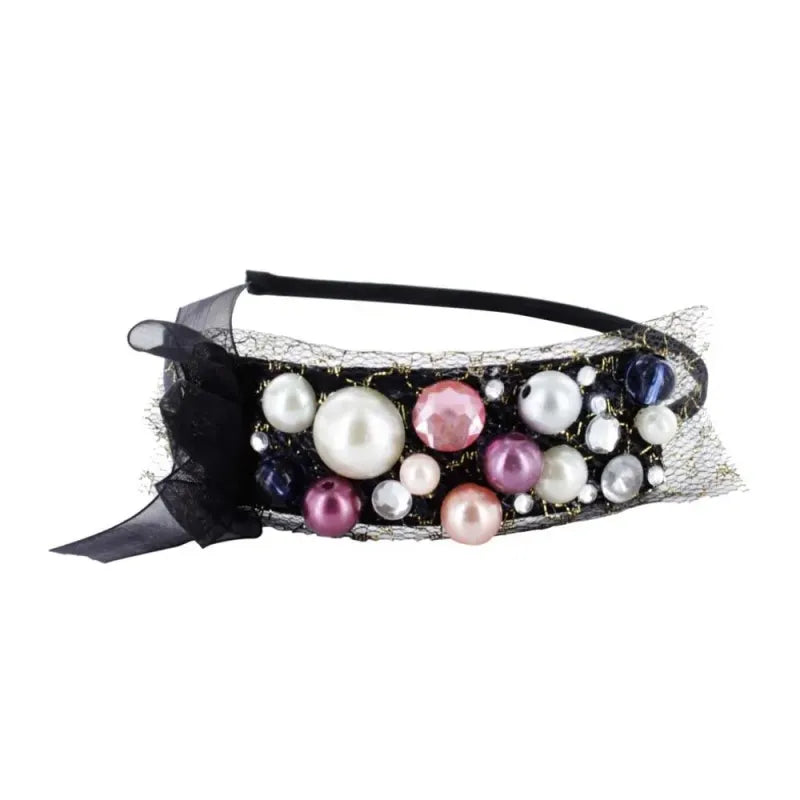 60478 Multi Pearl Lace Ribbon H/Band (Pack of 3)