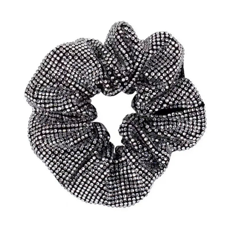 Crystal Silver/Black Deluxe Scrunchy (Pack of 6)