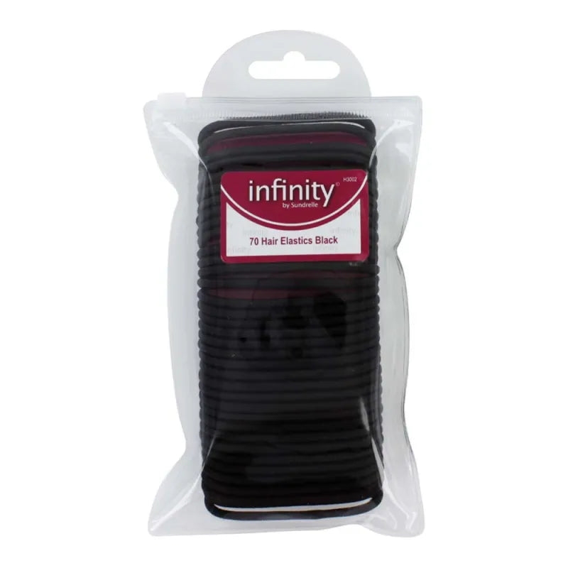 Infinity Hair Elastics 70S Black In Pouch (Pack of 6)