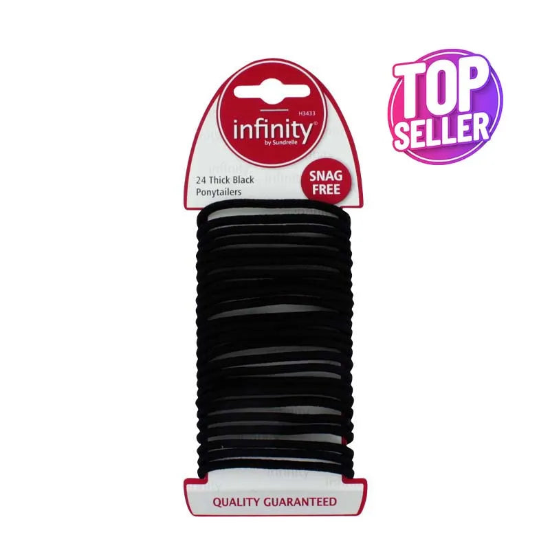 Infinity Black Thick Elastics 24S (Pack of 12)