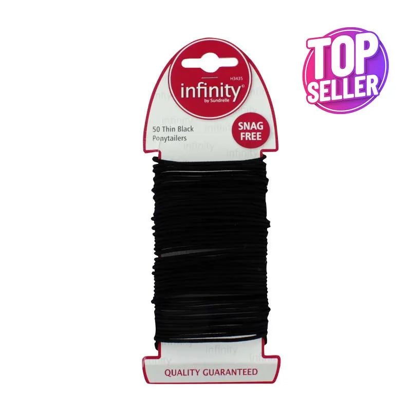 Infinity Black Thin Elastics 50S (Pack of 12)
