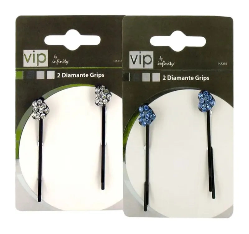 VIP 2 Heart Diamonte Grips (Pack of 6)
