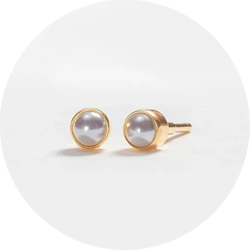 System 2000 Ear Studs Pearl Gold X 12 (Pack of 12)