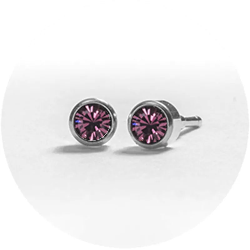 System 2000 Ear Studs February Silver X 12 (Pack of 12)