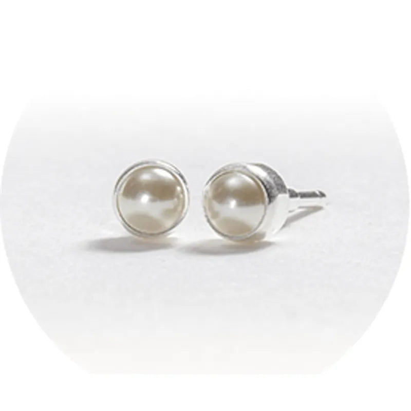 System 2000 Ear Studs Pearl Silver X 12 (Pack of 12)