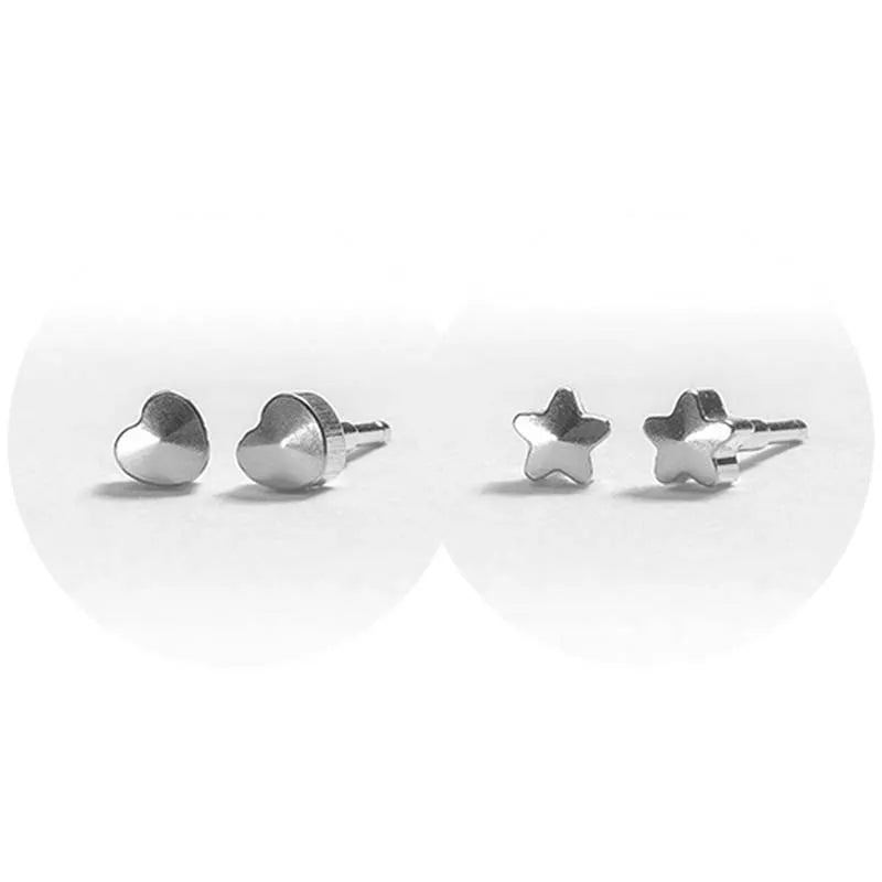 System 2000 Ear Studs Hearts & Stars Silver X 12 (Pack of 12)