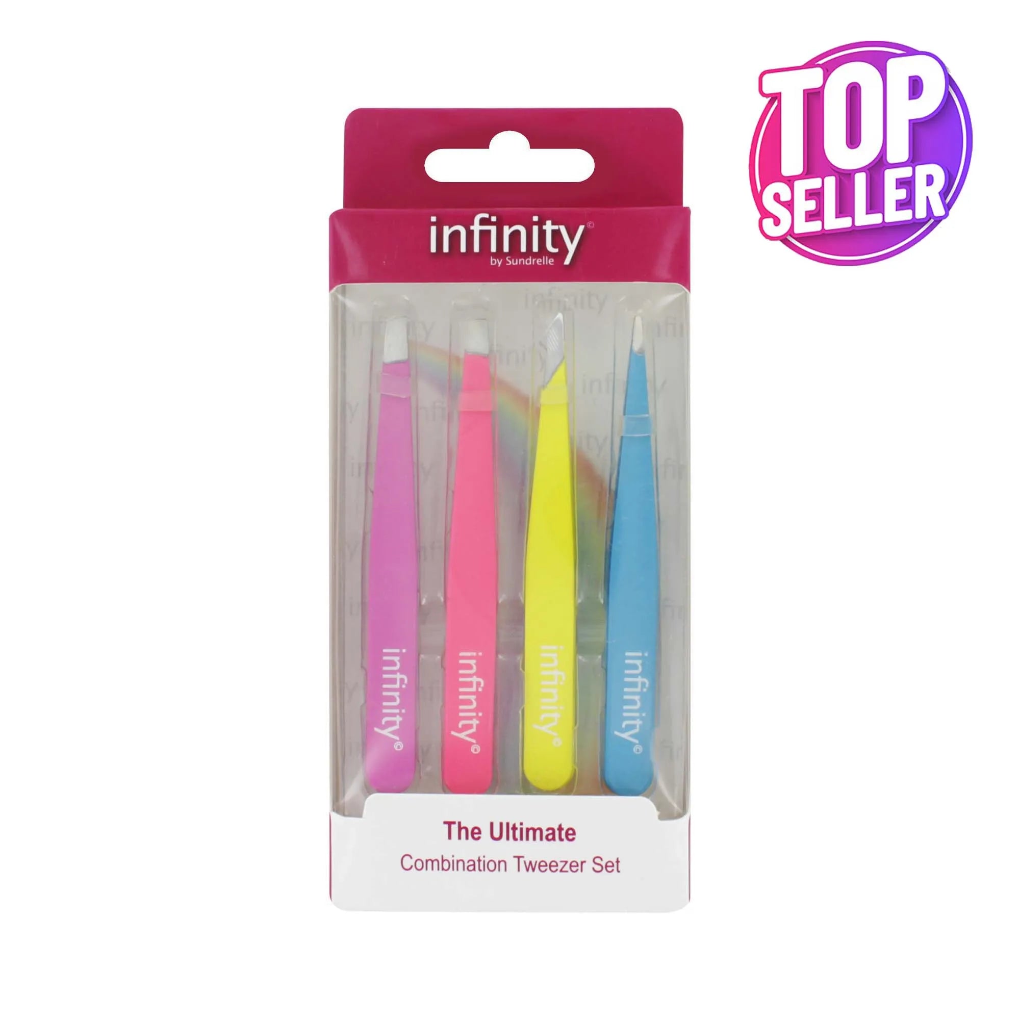 Infinity 4 Pack Tweezer Set Neon Coloured (Pack of 6)