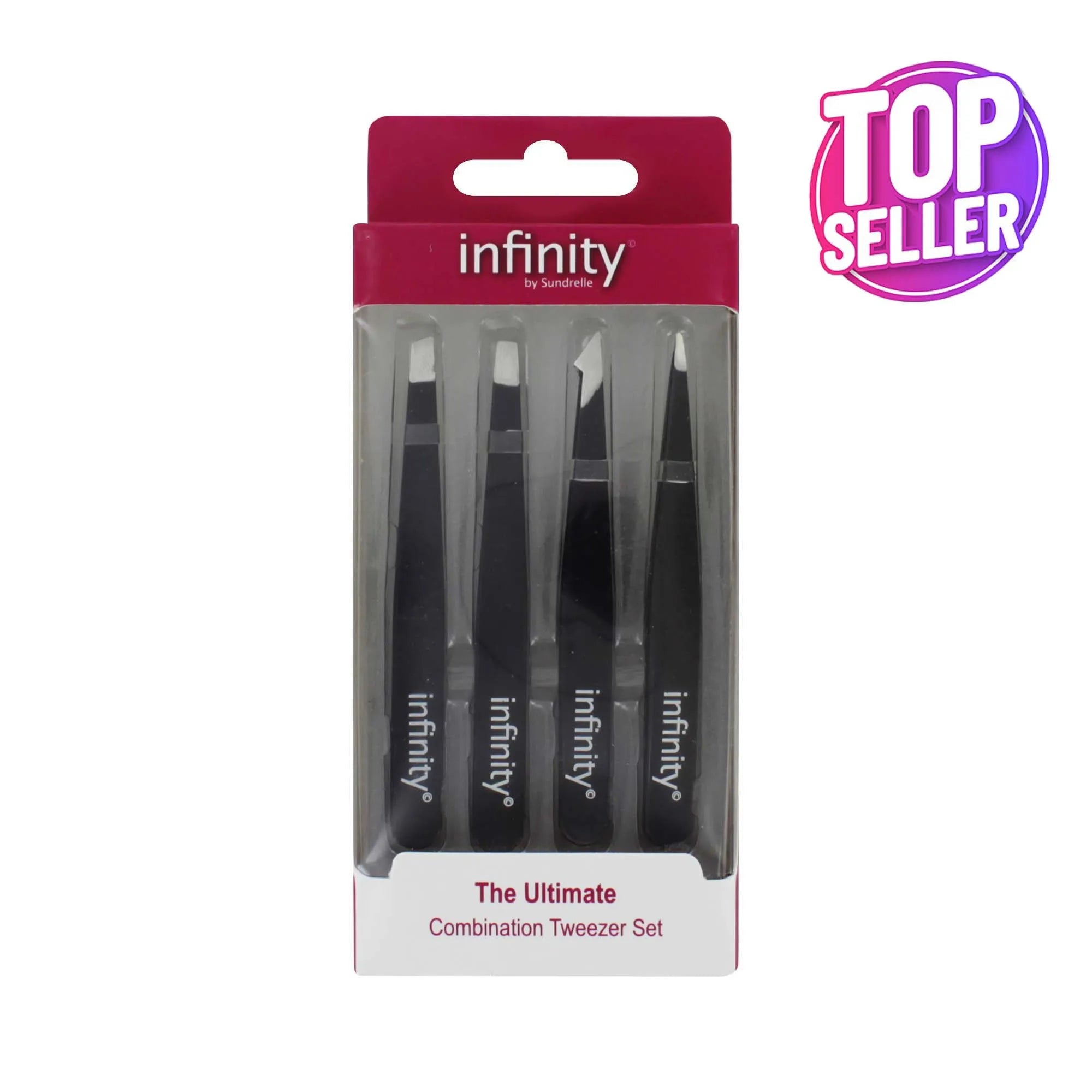 Infinity 4 Pack Tweezer Set Black (Pack of 6)