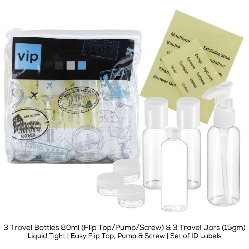 VIP Travel Bottle Set (Pack of 6)